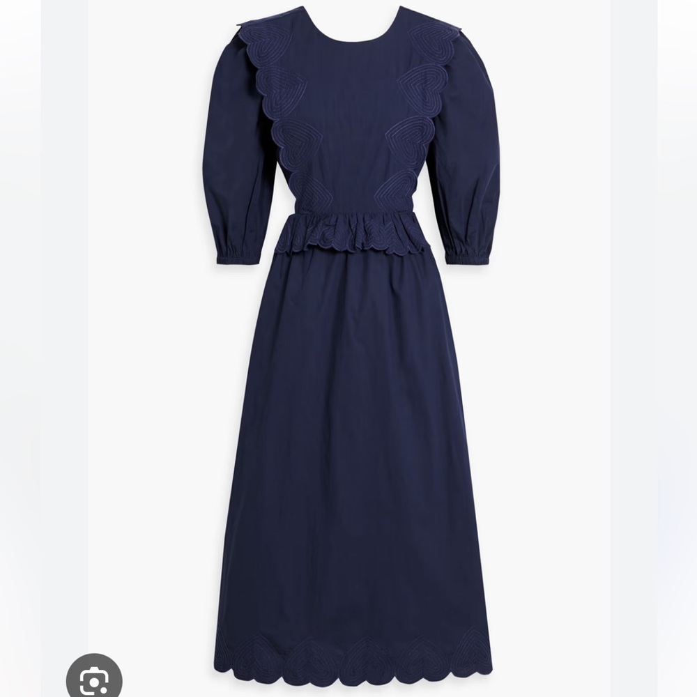 Sea New York Navy apron  Dress heart embroidery and open back